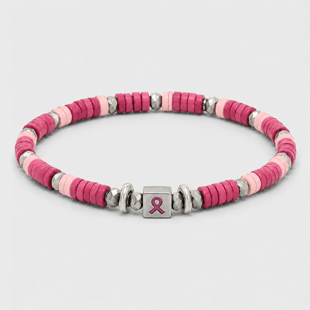 Enough, Brave, and Beautiful Breast Cancer Awareness Pink Ribbon Bracelet