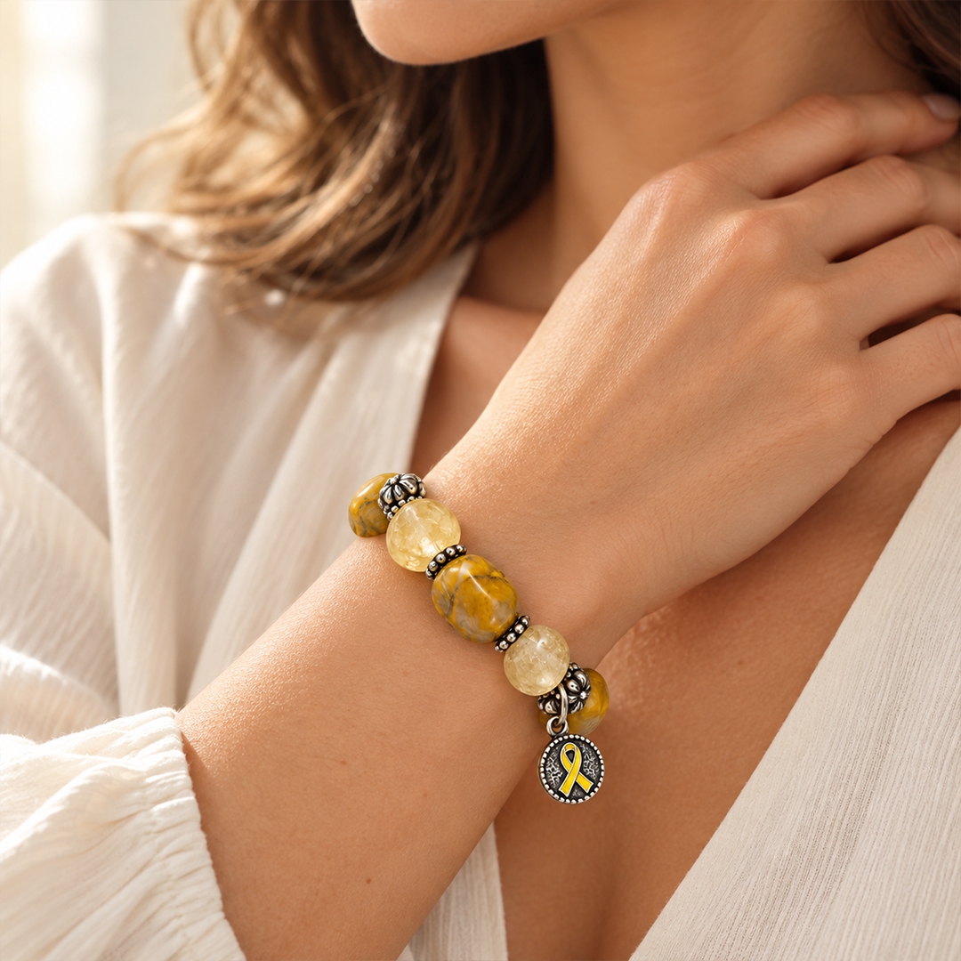 Her Love Never Gives Up Spina Bifida Awareness Yellow Ribbon Bracelet