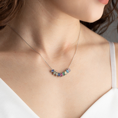 Personalized 1-14 Birthstones Charms One of a Kind Gift Design Your Necklace