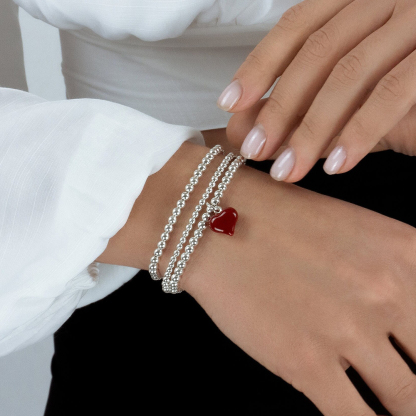 To Me From Me Red Big Heart Bracelet