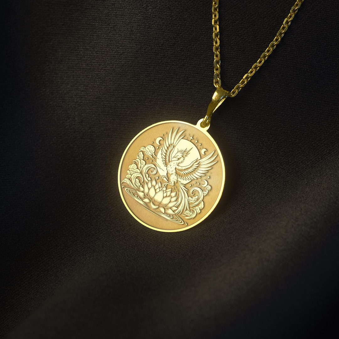 You Will Still Bloom Phoenix  And Lotus Flower Necklace