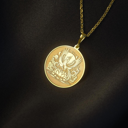 You Will Still Bloom Phoenix  And Lotus Flower Necklace