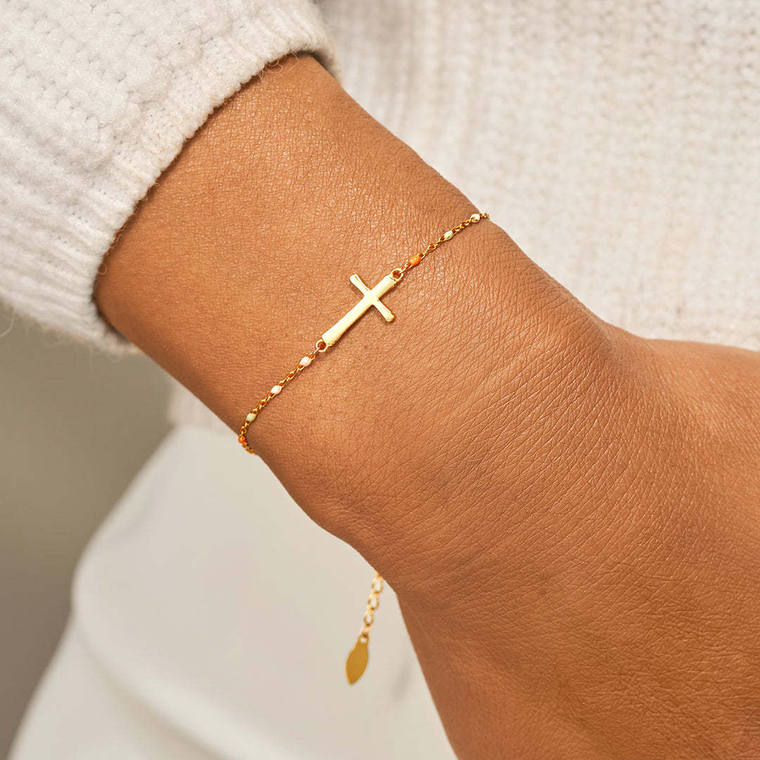 We Are Not Sisters By Blood But Sisters In Christ Cross Bracelet