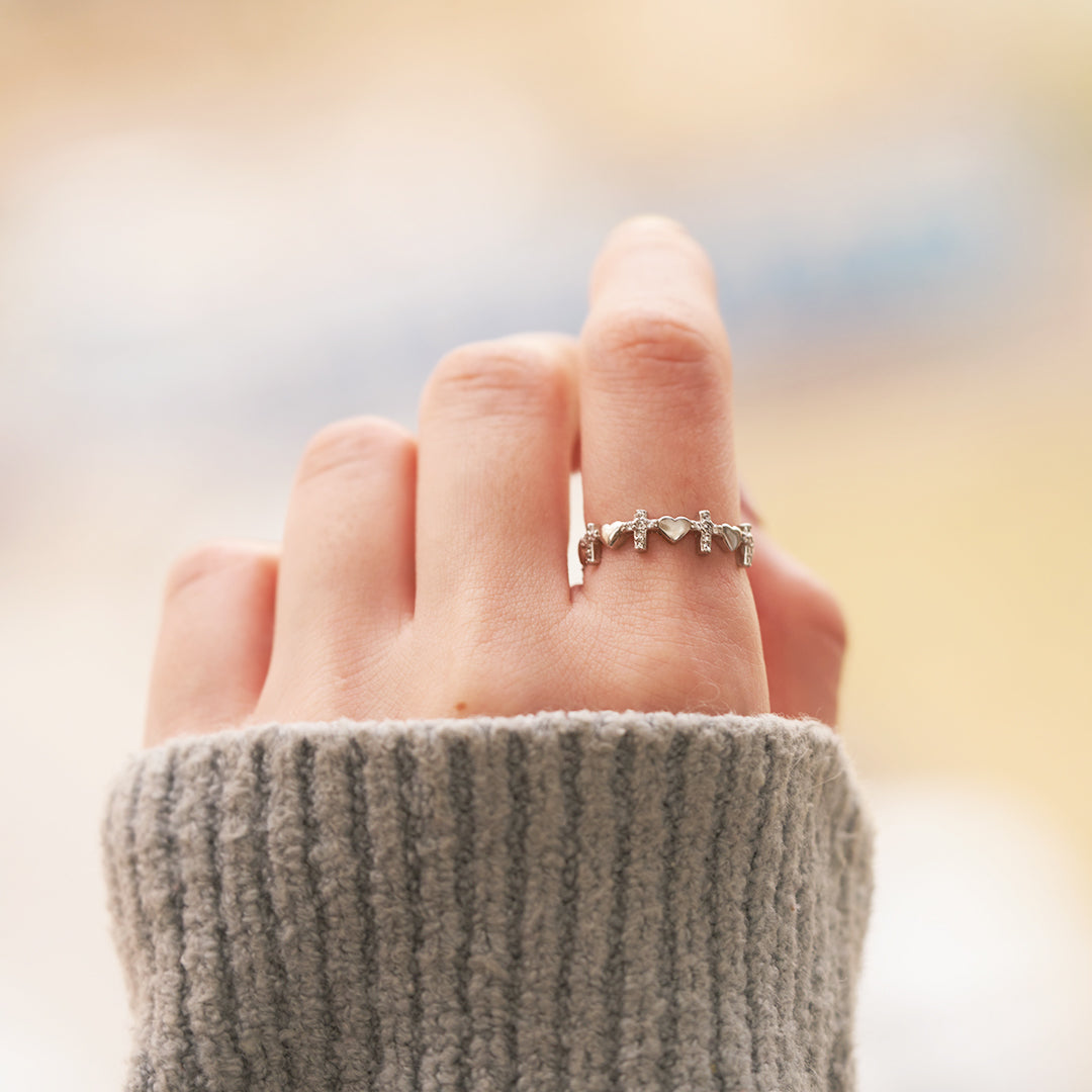 To My Daughter-Cross Heart Ring