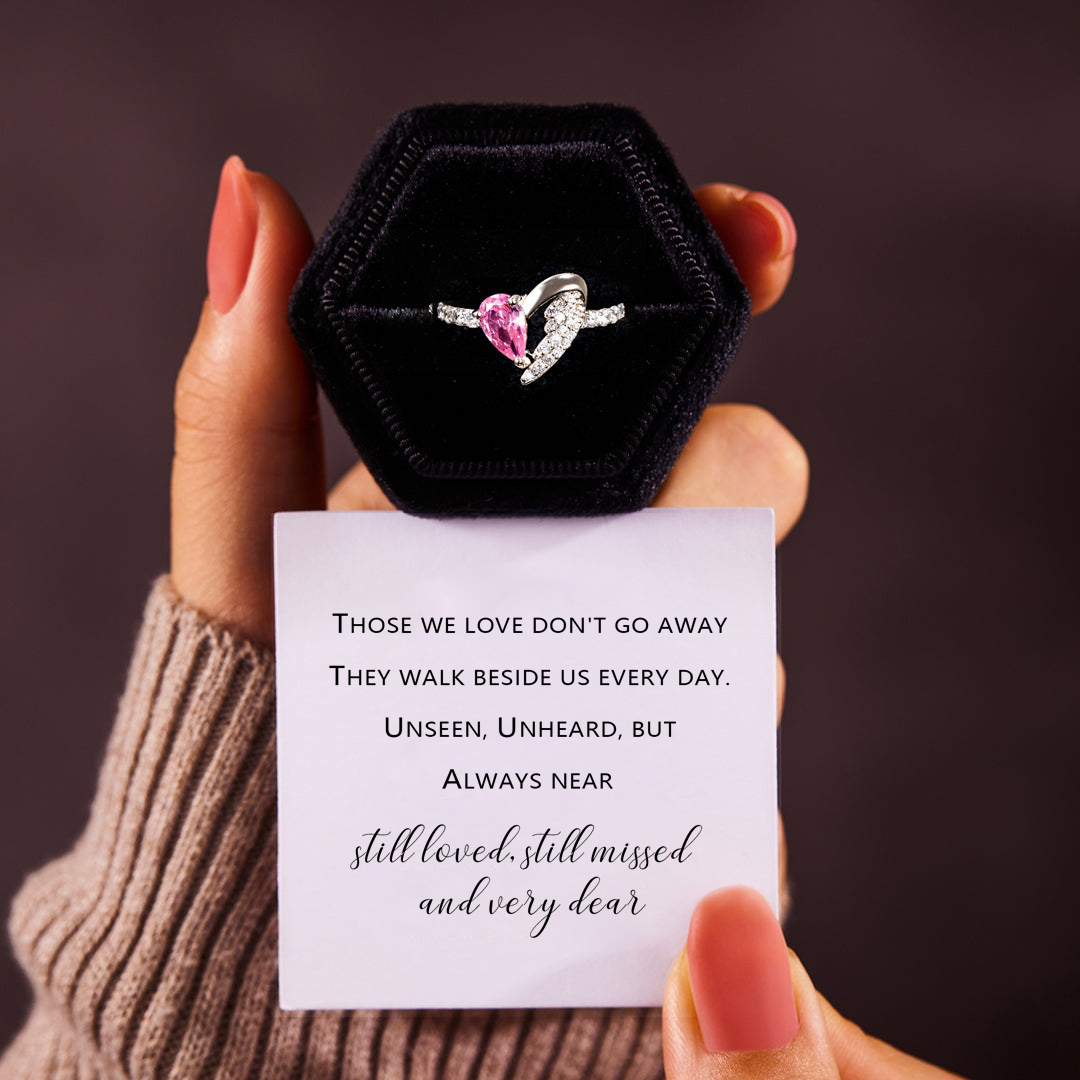 Always By Your Side Heart Wings Ring