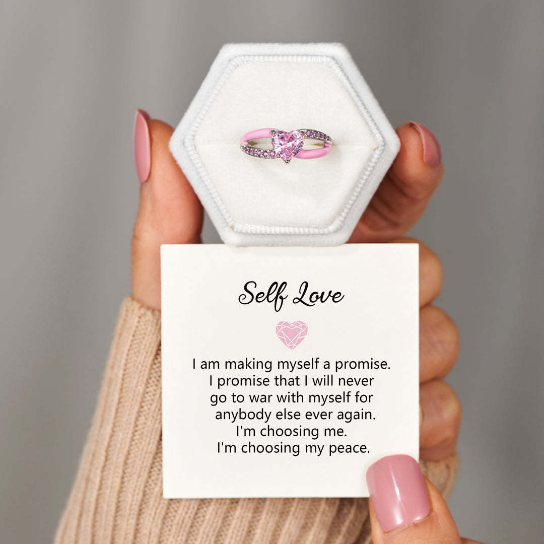 Choosing My Peace Pink Enamel Self Love Ring
