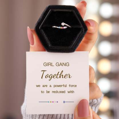 Personalized 2-6 Birthstone You And Your Girl Gang Ring