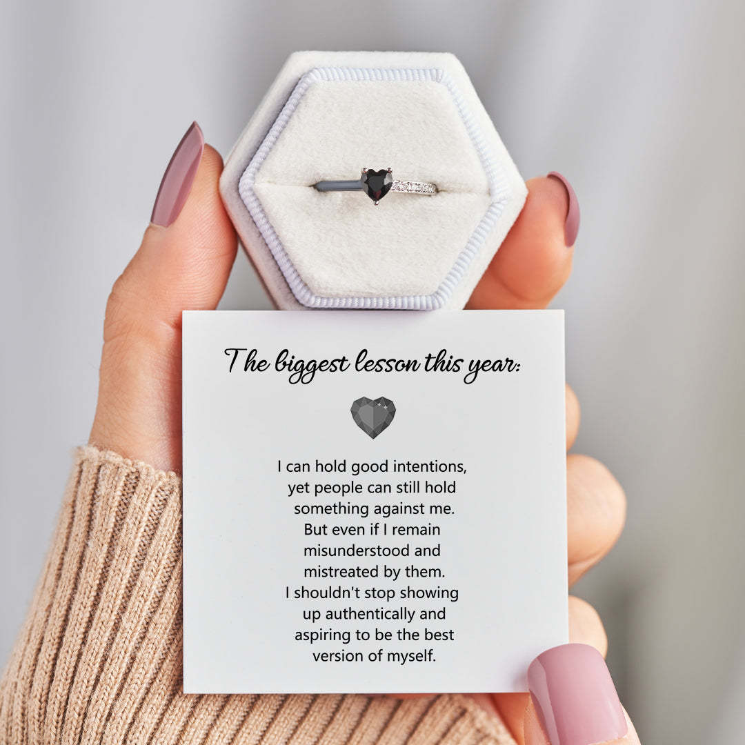 Embrace Your Authenticity Black Enamel Ring