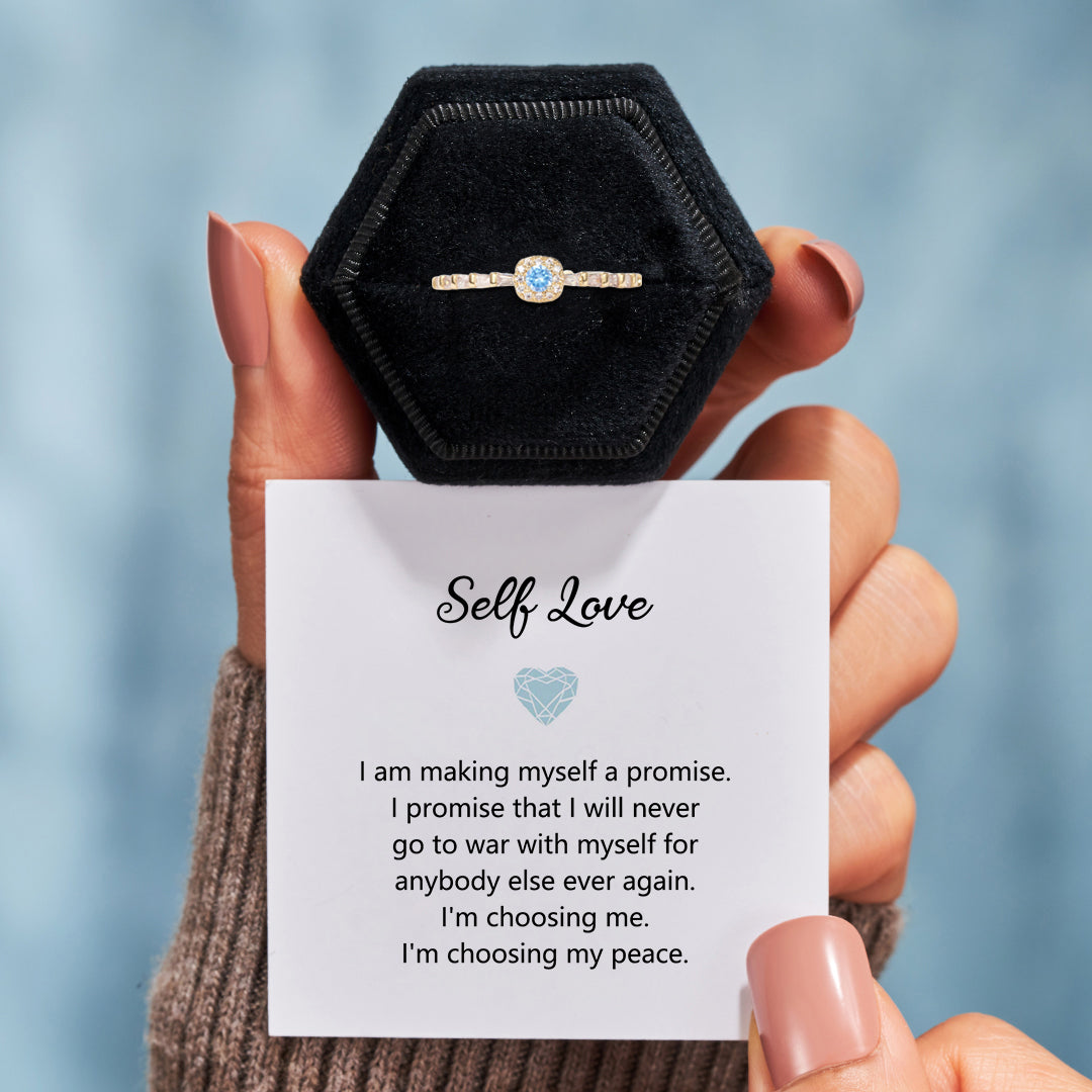 I'm Choosing My Peace Blue Diamond Self Love Ring