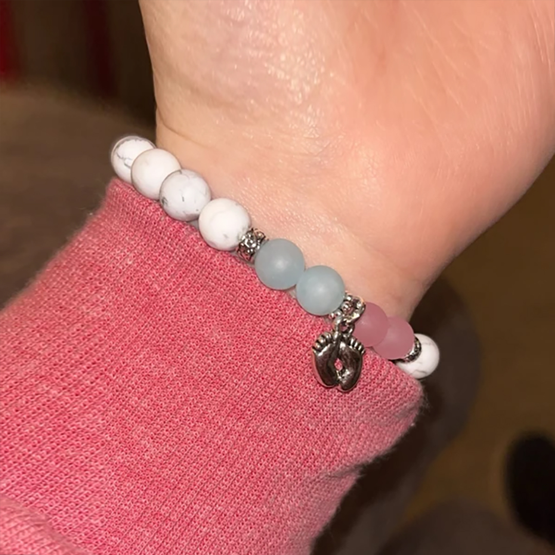 Infant Loss Memorial Pink & Blue Jade Bracelet