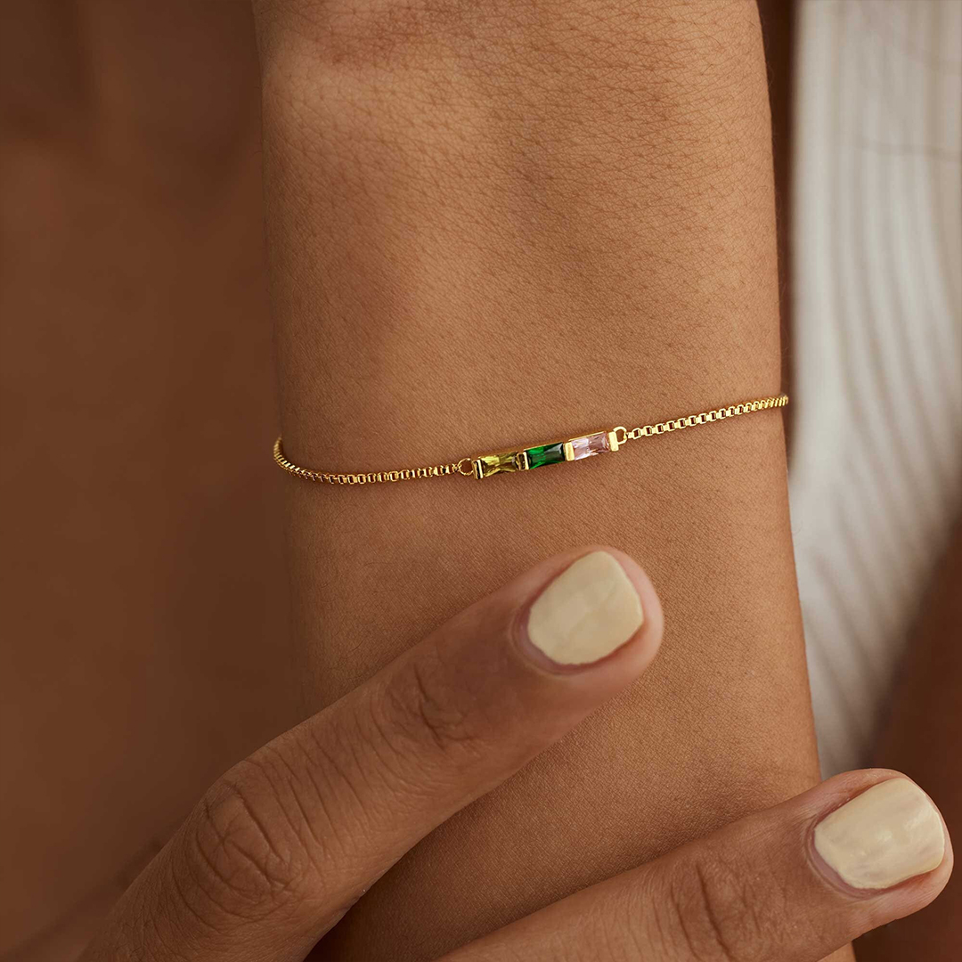 Family Love Baguette Birthstone Bracelet
