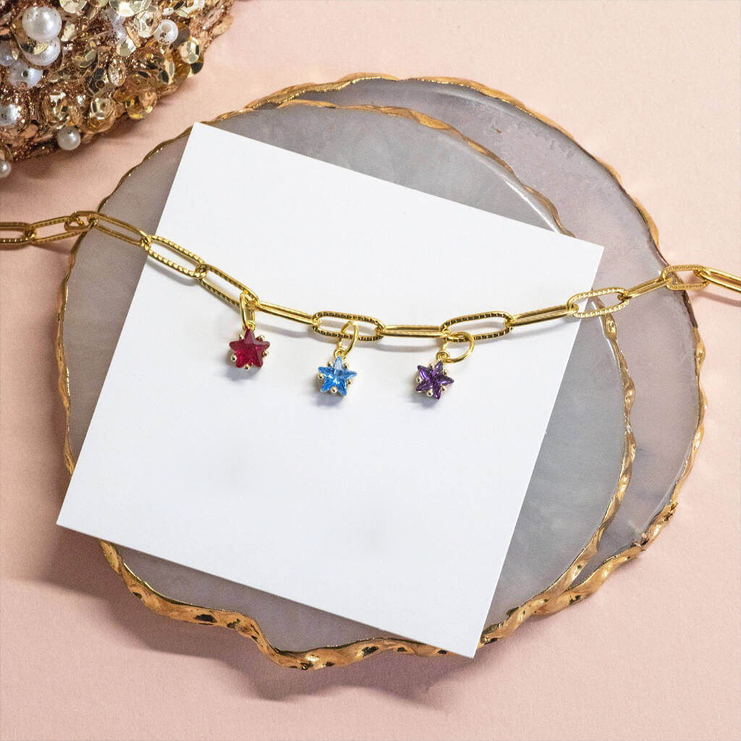 Mother's Gift Personalized 1-8 Star Birthstones Bracelet