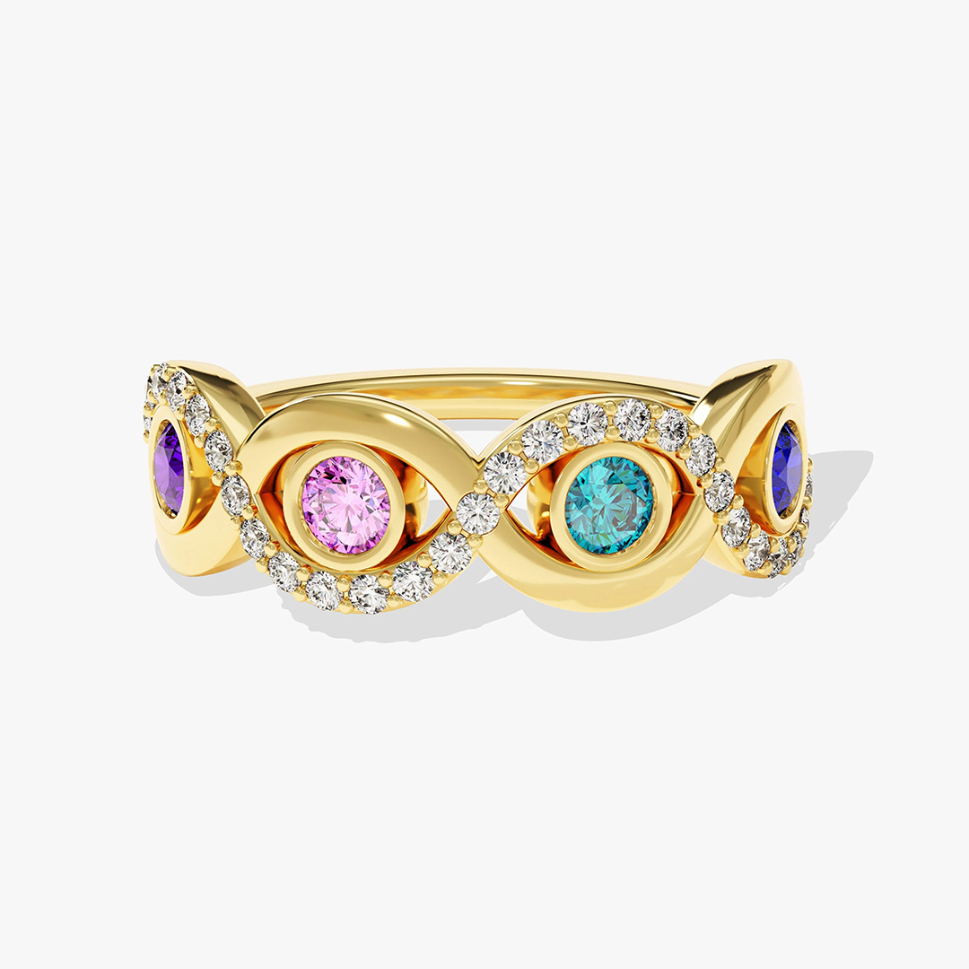 Custom 1-4 Birthstones Infinity Ring