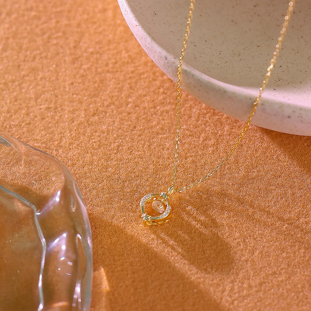 Self Love and Inner Peace Tiny Moon and Star Necklace