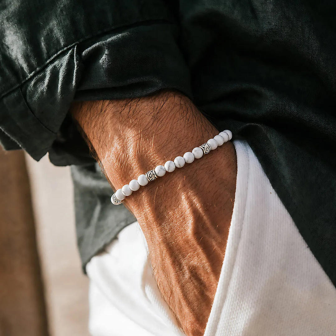 Fuck Lung Cancer Nobody Fights Alone White Howlite Bracelet