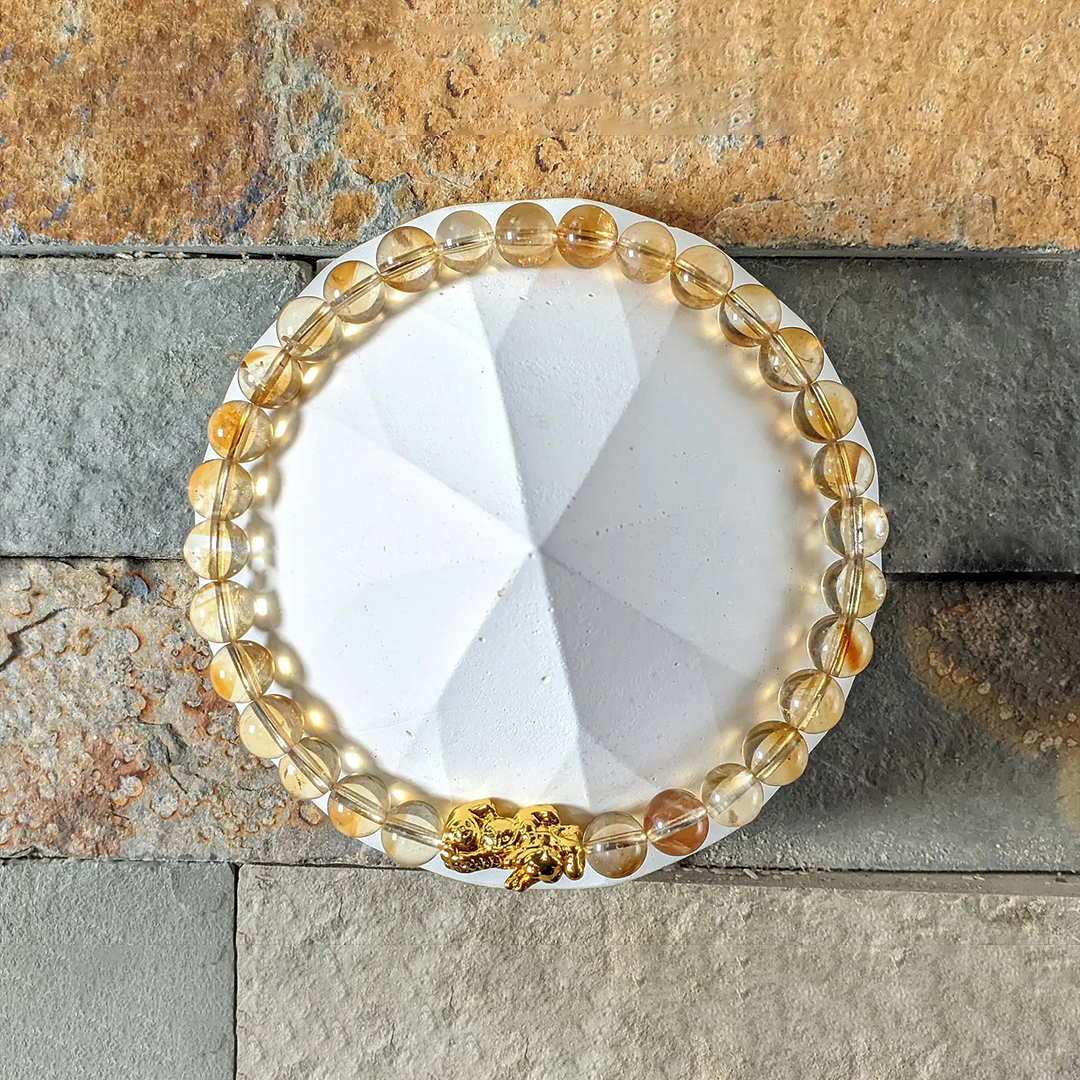 White Cracks Yellow Citrine Pixiu Bracelet for Childhood Cancer Support