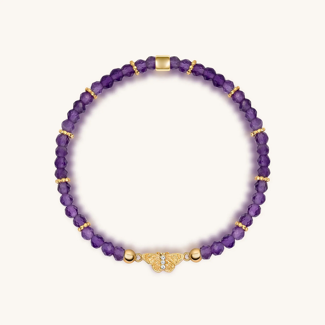 Lupus Awareness Amethyst Butterfly Charm Bracelet