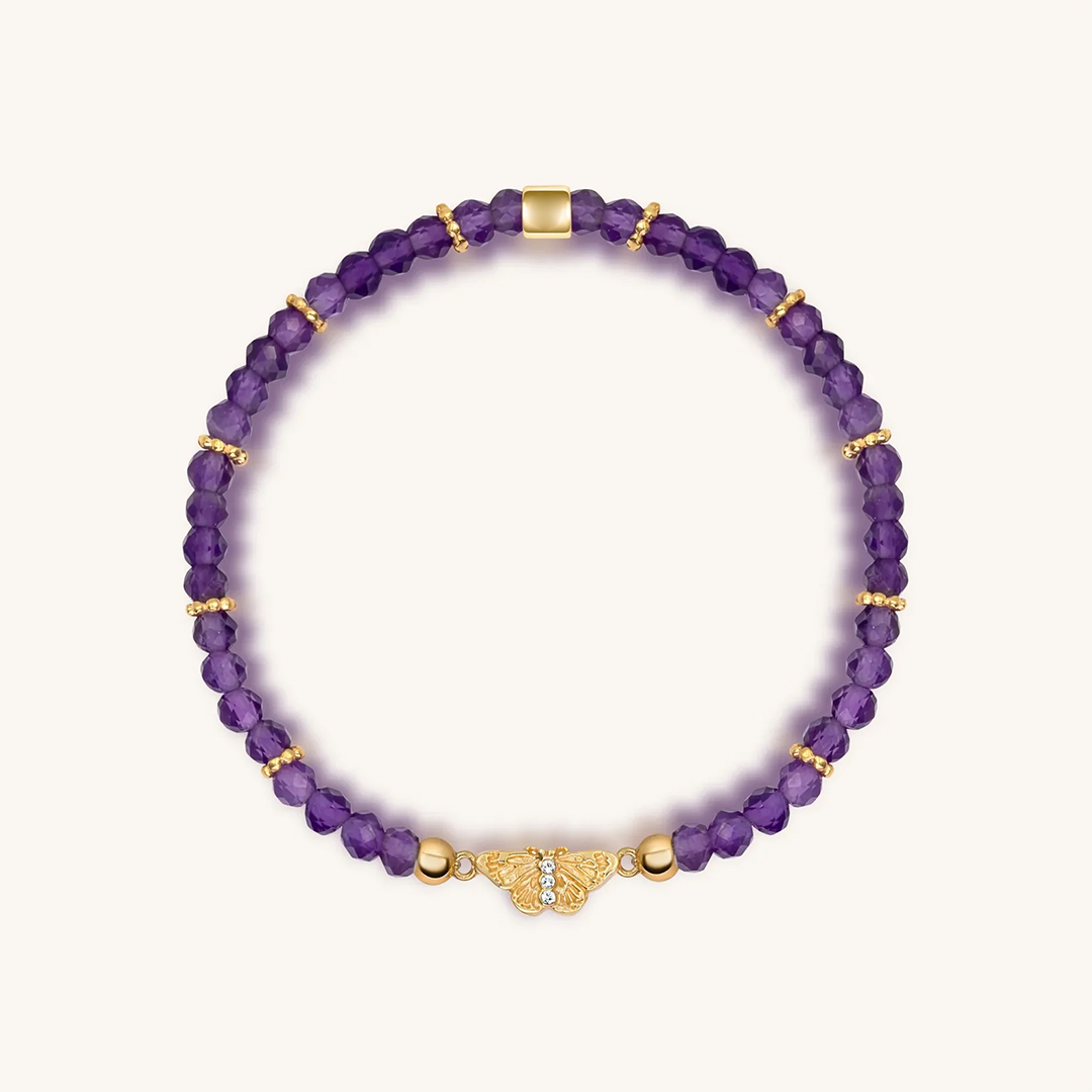 Lupus Awareness Amethyst Butterfly Charm Bracelet