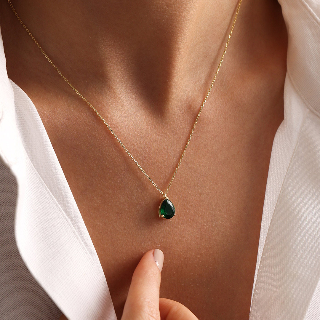 Kidney Disease Awareness Green Drop Necklace