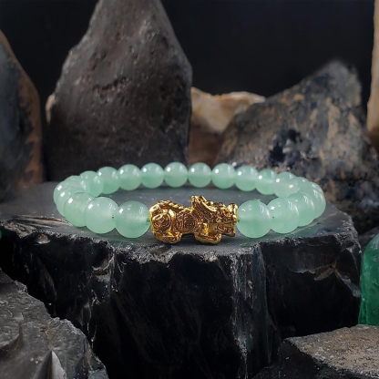 Green Aventurine Pixiu Bracelet for Emotional Support & Positive Energy