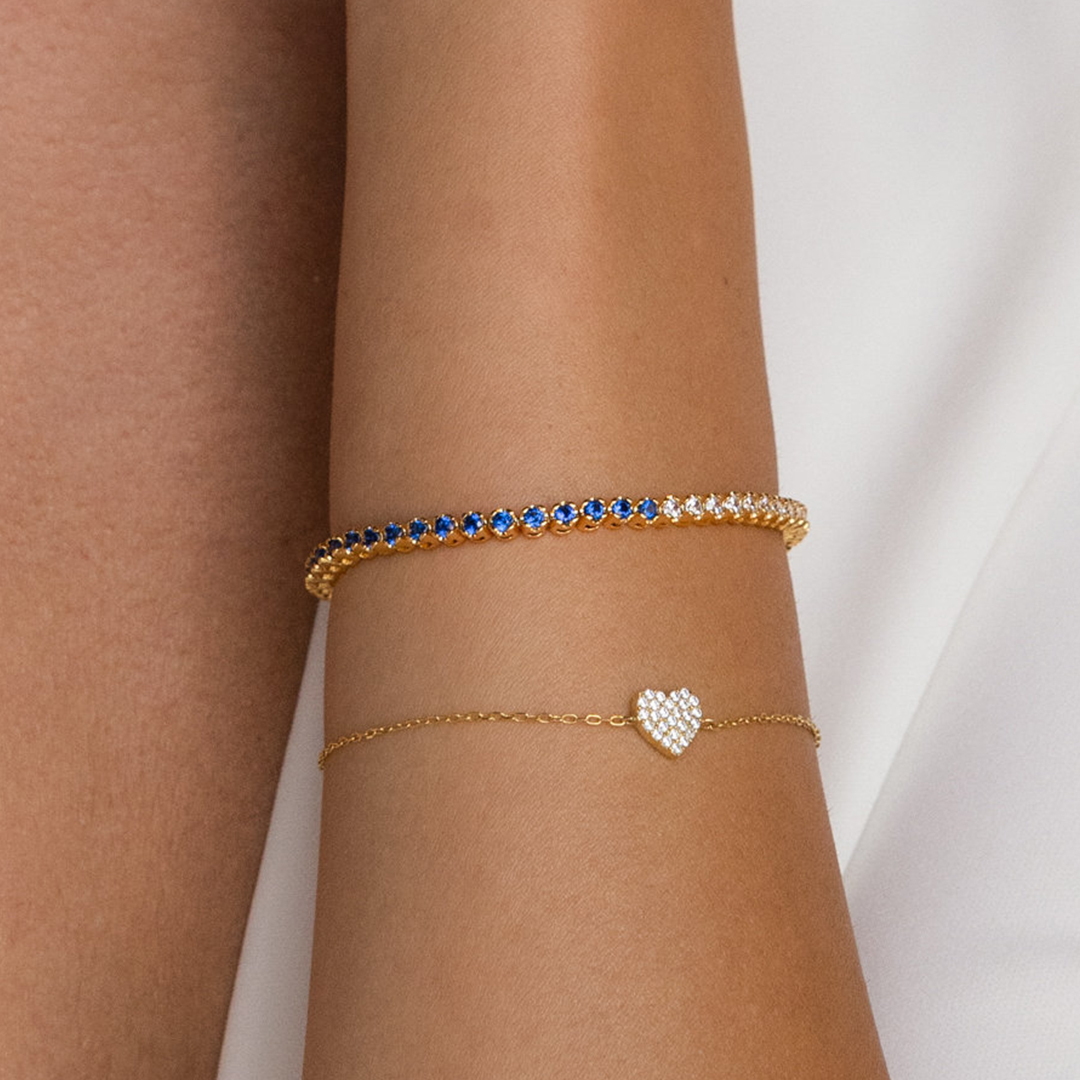 Choosing Peace Blue Diamond Tennis Bracelet