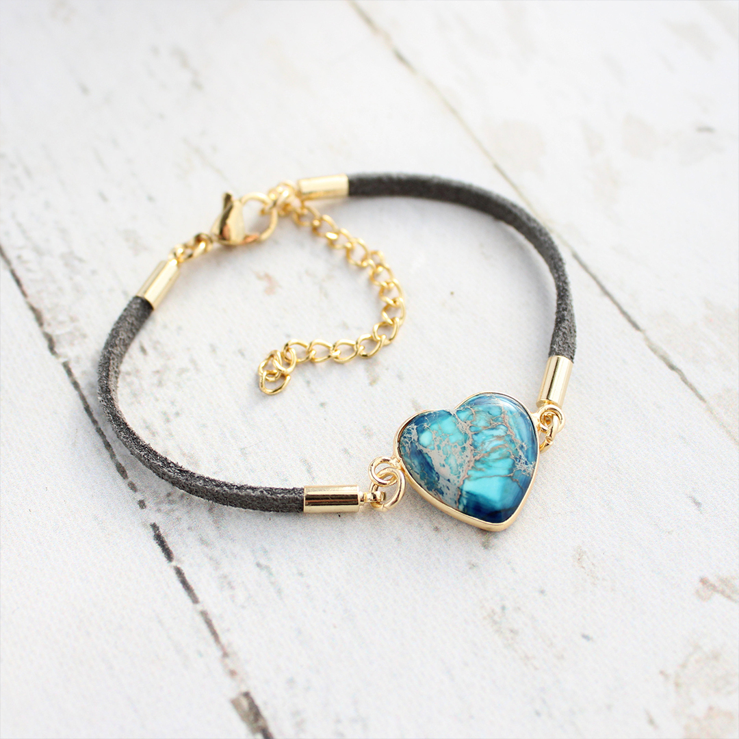 Choosing Peace Heart Jasper Stone Bracelet