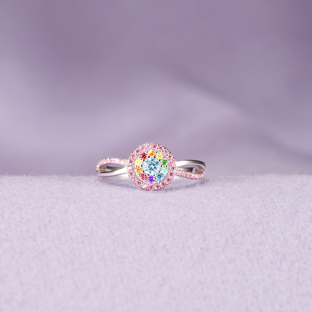 Mama To An Angel And A Rainbow Circle Ring