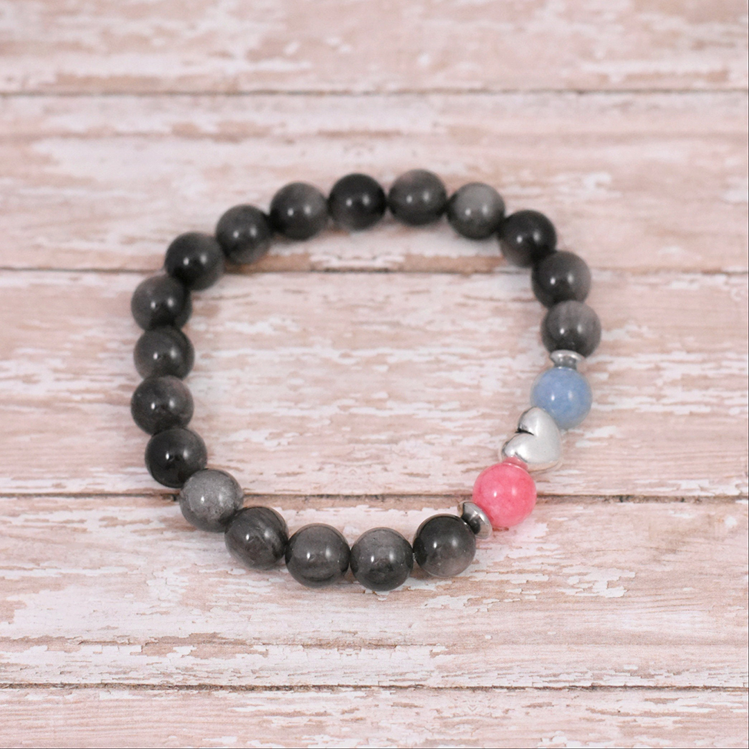 Mama Of An Angel Blue & Pink Stones Bracelet