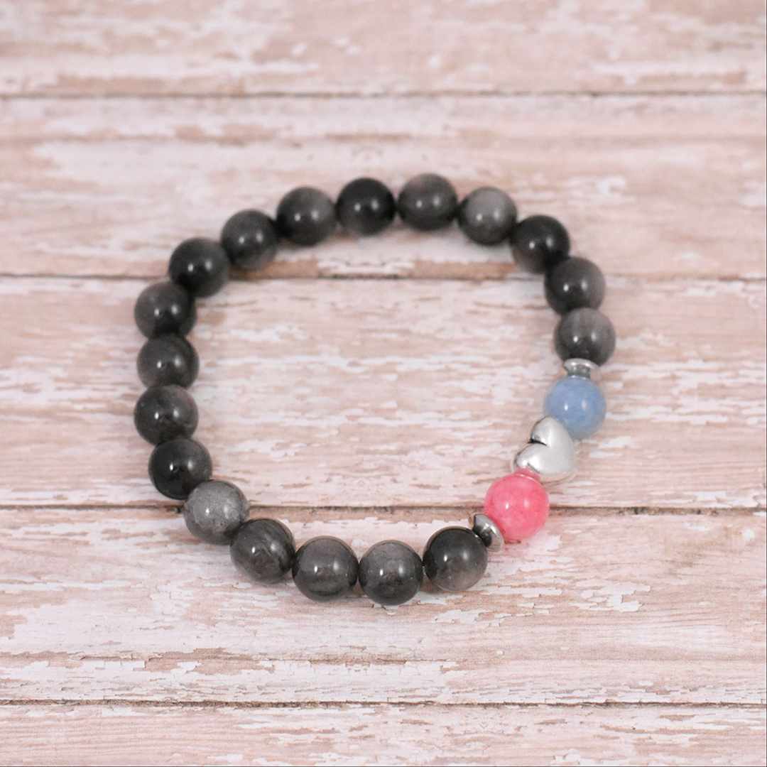 Mama Of An Angel Blue & Pink Stones Bracelet