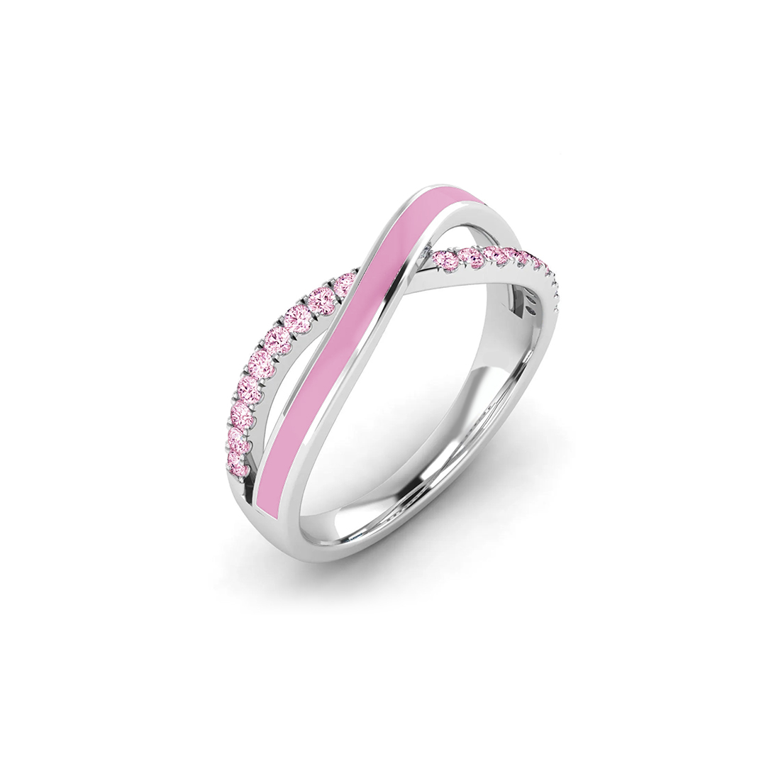 Breast Cancer Awareness Pink Crossing Ring