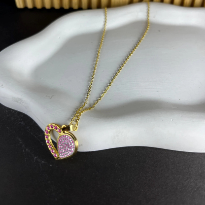 Breast Cancer Awareness Pink Heart Pendant Necklace