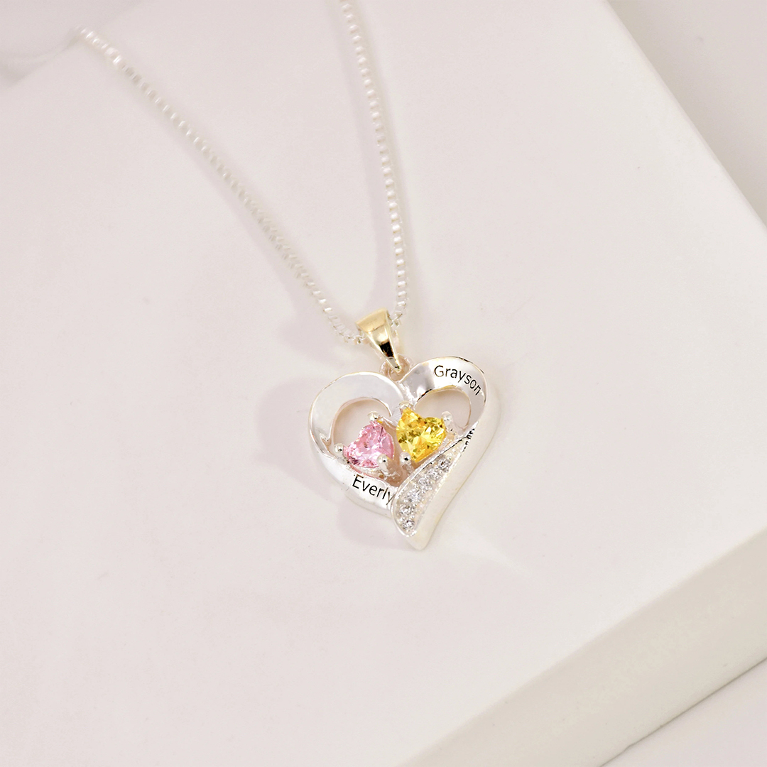Personalized YOU & ME Stones And Names Love Necklace