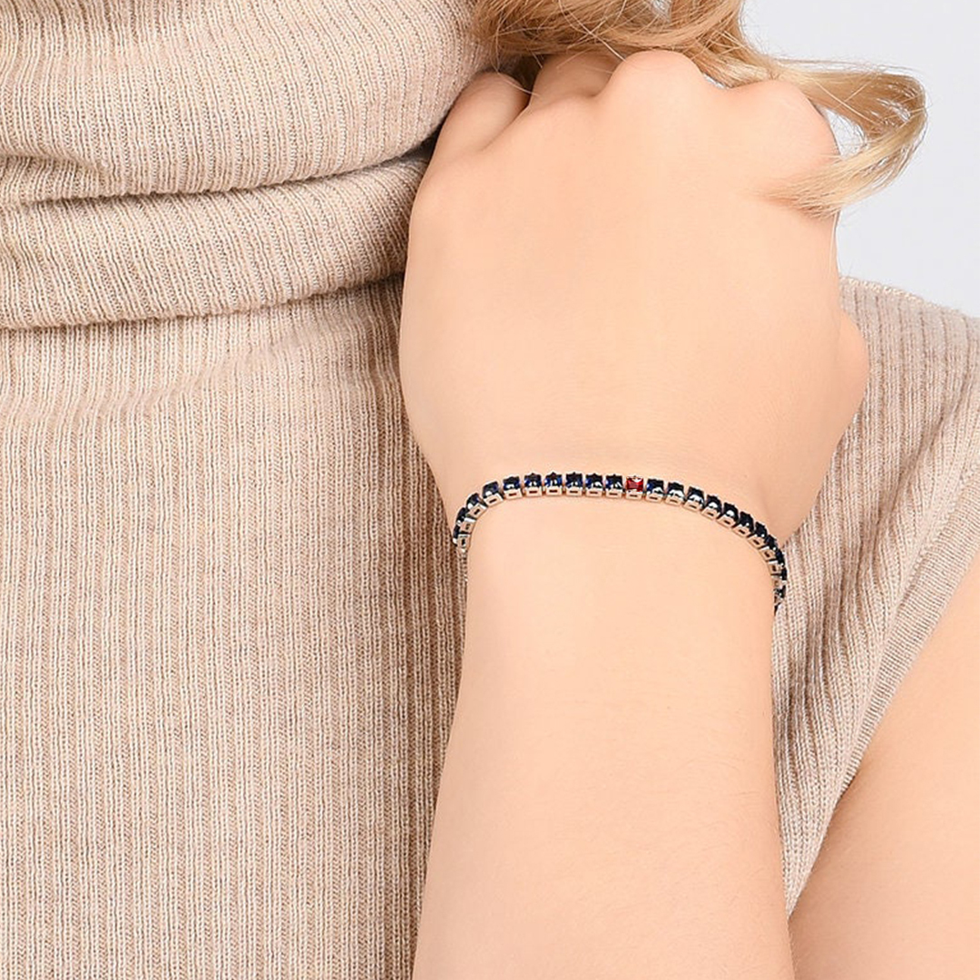 Diabetes Awareness Blue Diamond Silver Bracelet