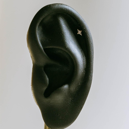 Gold Internally Threaded Star Flat Back Earrings