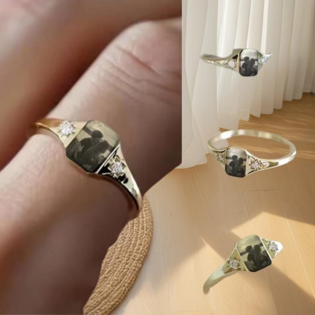 Custom Birthstone & Full-Color Photo Ring