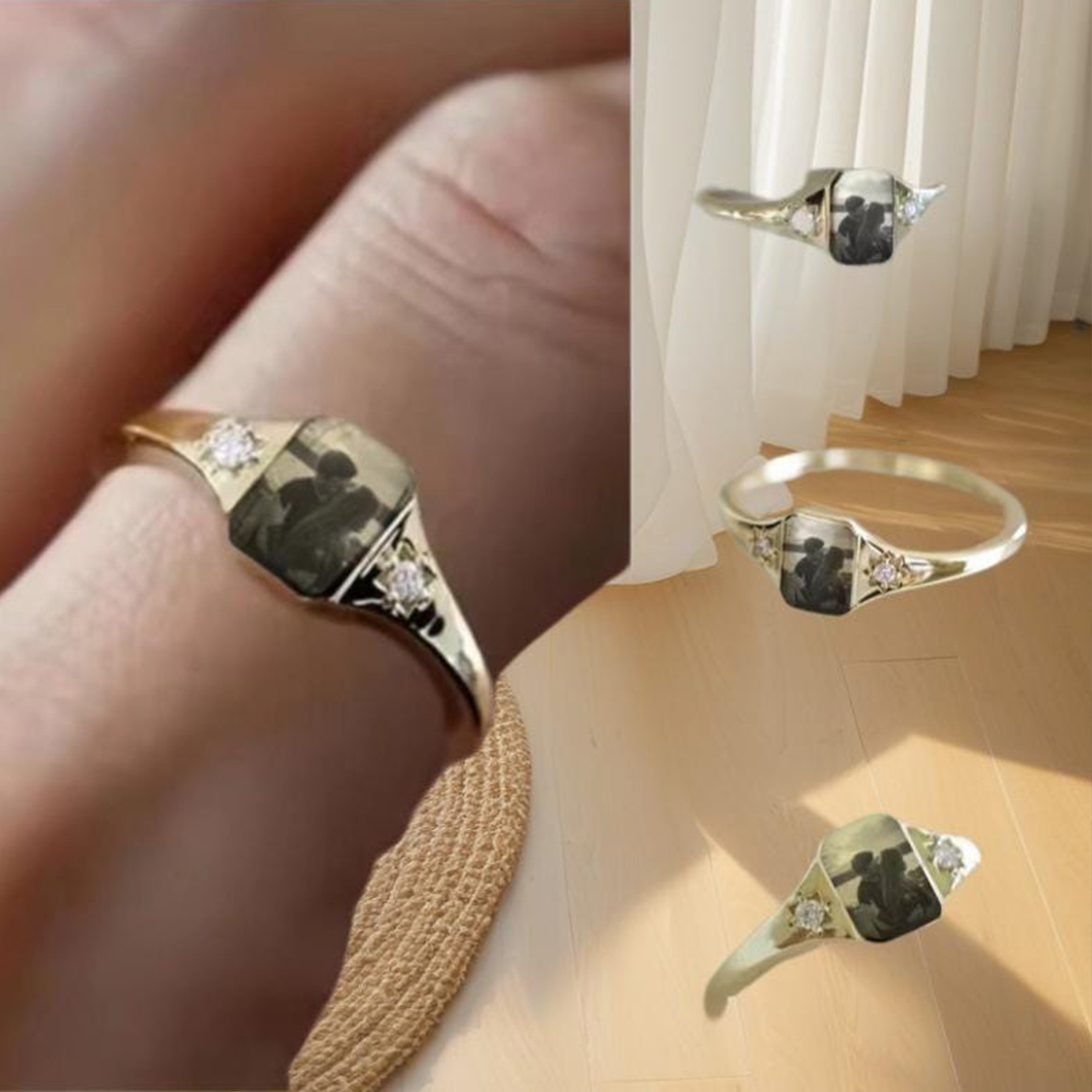 Custom Birthstone & Full-Color Photo Ring