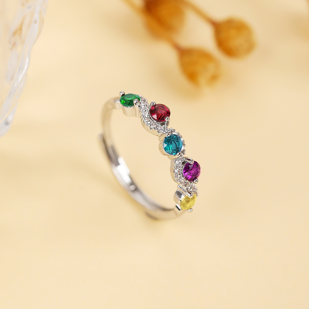 Treasured Ties Custom 1-5 Birthstones Family Ring