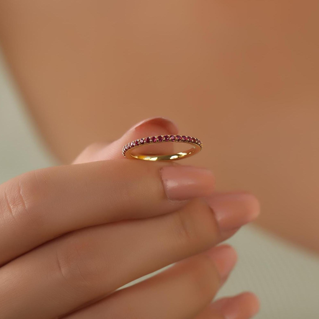 Breast Cancer Gift Garnet Stacking Ring