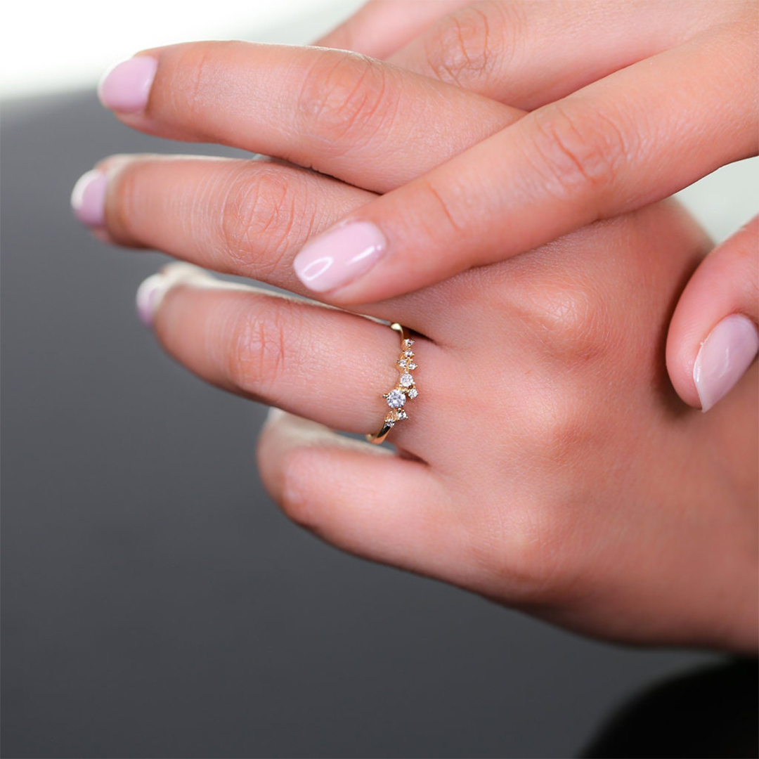 Dainty Scattered Diamond Ring