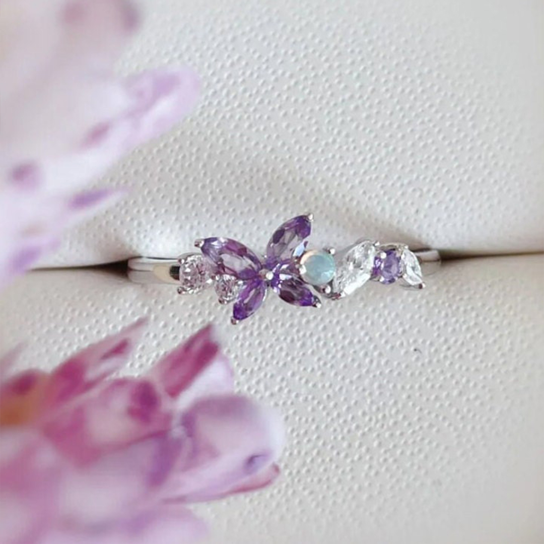 World Sjogren's Awareness Purple Butterfly Ring
