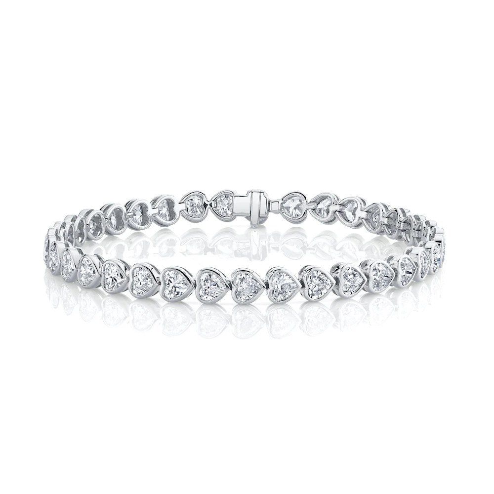 To Me From Me Bezeled Heart Diamond Tennis Bracelet