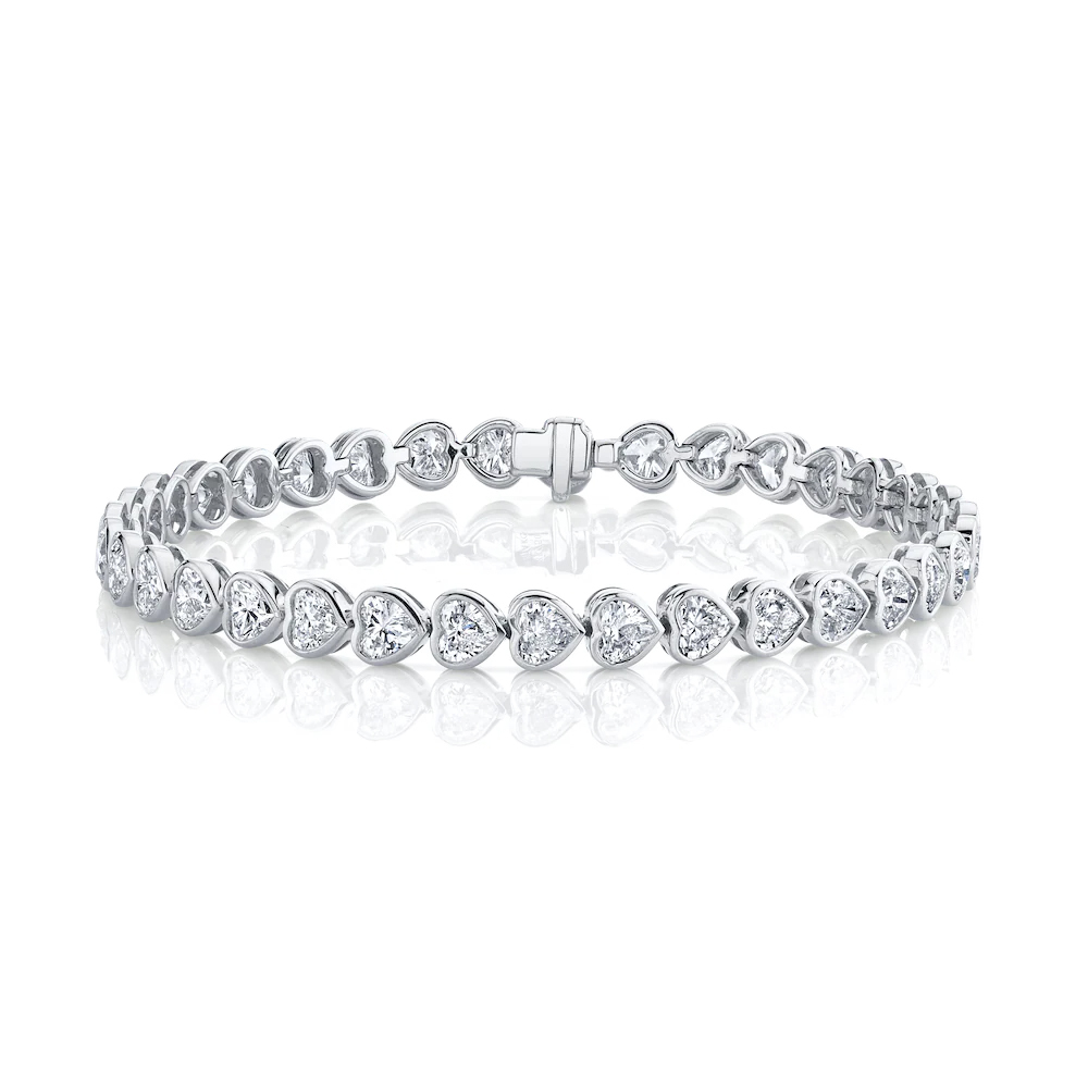 To Me From Me Bezeled Heart Diamond Tennis Bracelet