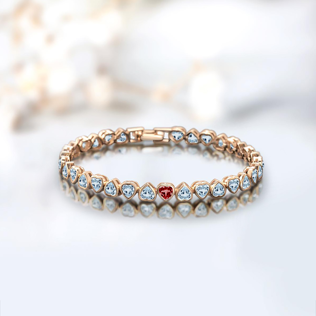 Diabetes Awareness Bezel Set Aquamarine Bracelet