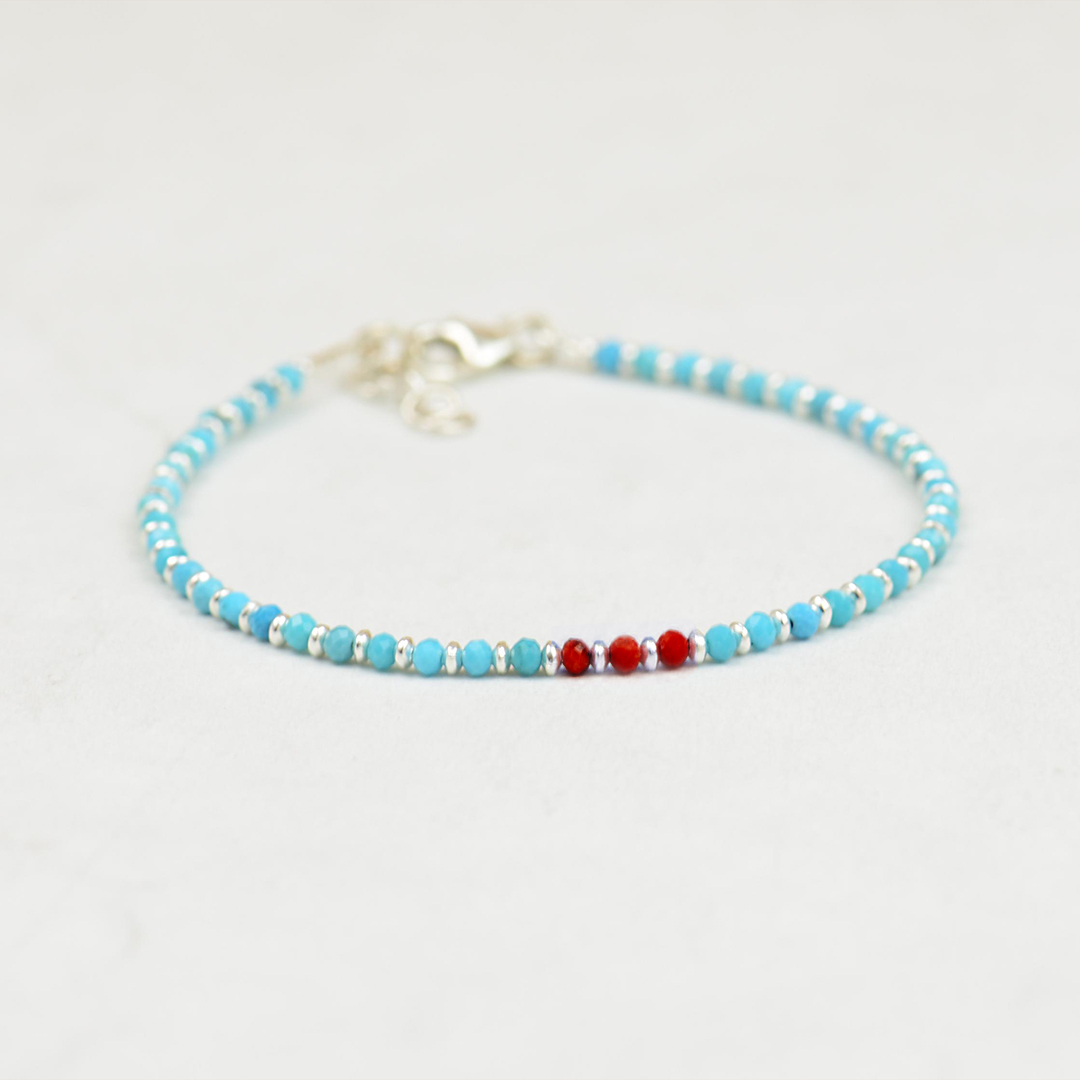 Diabetes Awareness Statement of Strength Tiny Turquoise Beads Bracelet