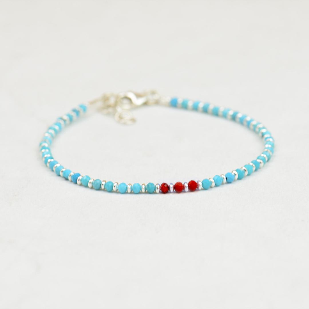 Diabetes Awareness Statement of Strength Tiny Turquoise Beads Bracelet