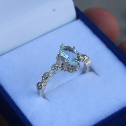 Aquamarine Diamond Promise Ring