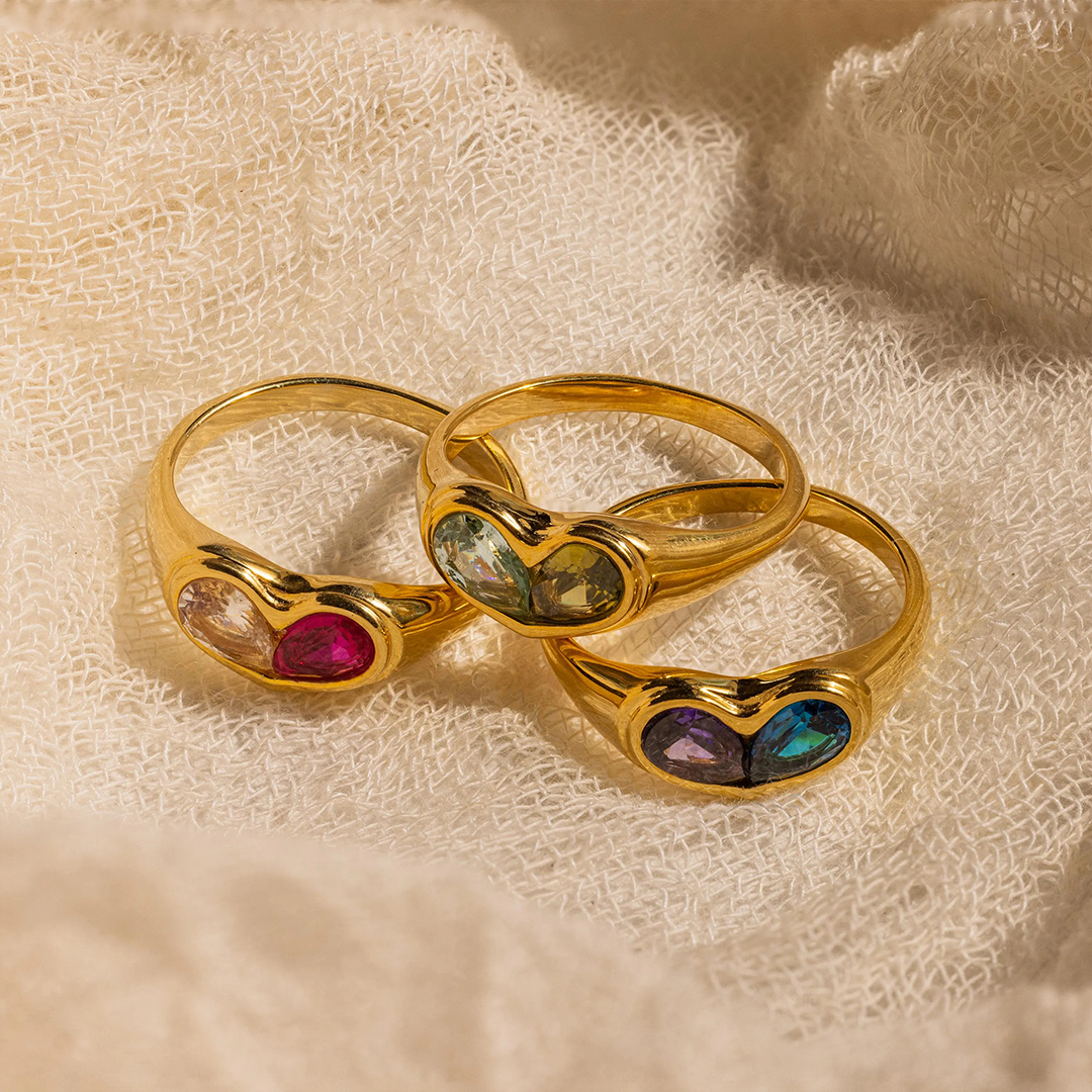 All That Matters Is Us Birthstone Heart Signet Ring