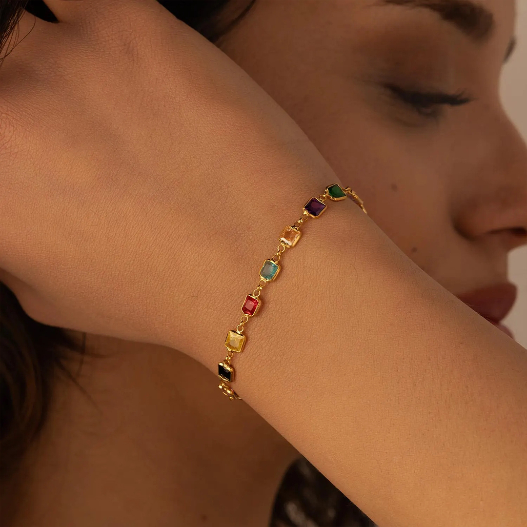 Personalized Colorful 1-12 Stones Bonds Bracelet