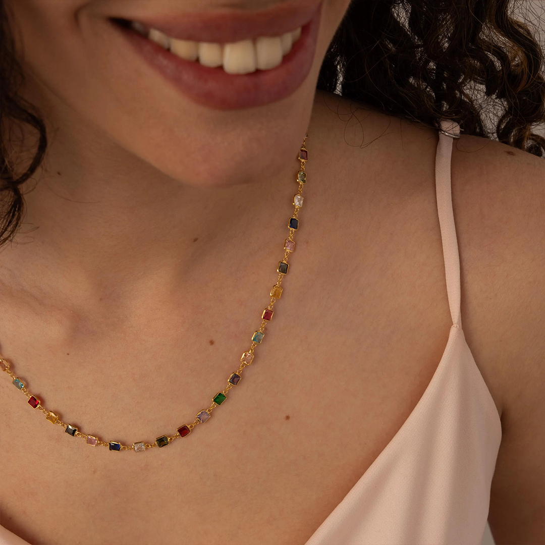 Personalized Colorful 1-15 Stones Bonds Necklace