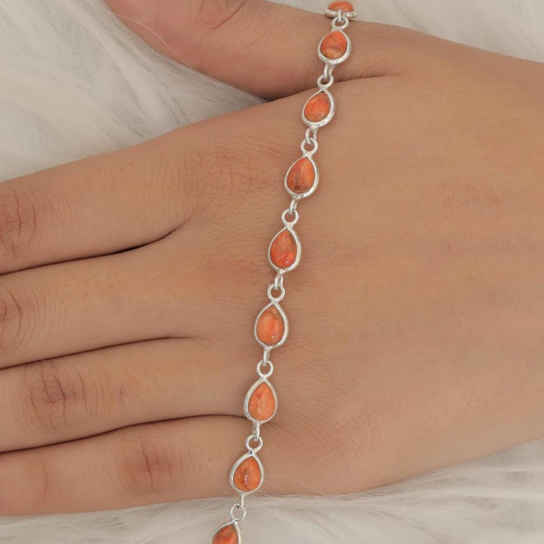 Multiple Sclerosis Awareness Orange Gemstone Bracelet